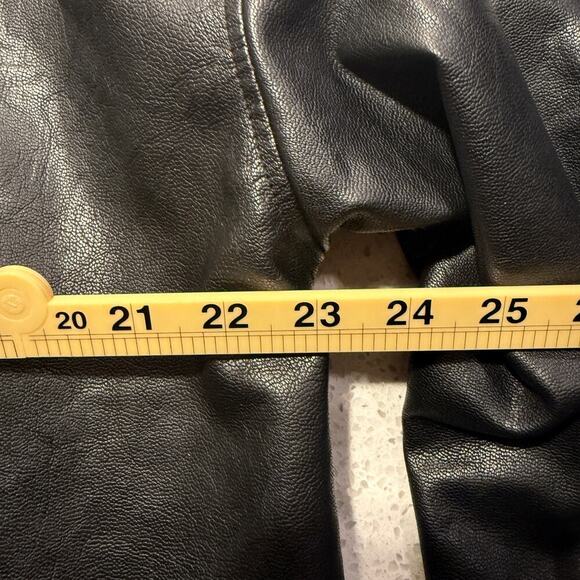 Missguided Black Faux Leather Moto Biker Jacket Black Zip Up Women 8 Edgy Winter - Picture 8 of 9